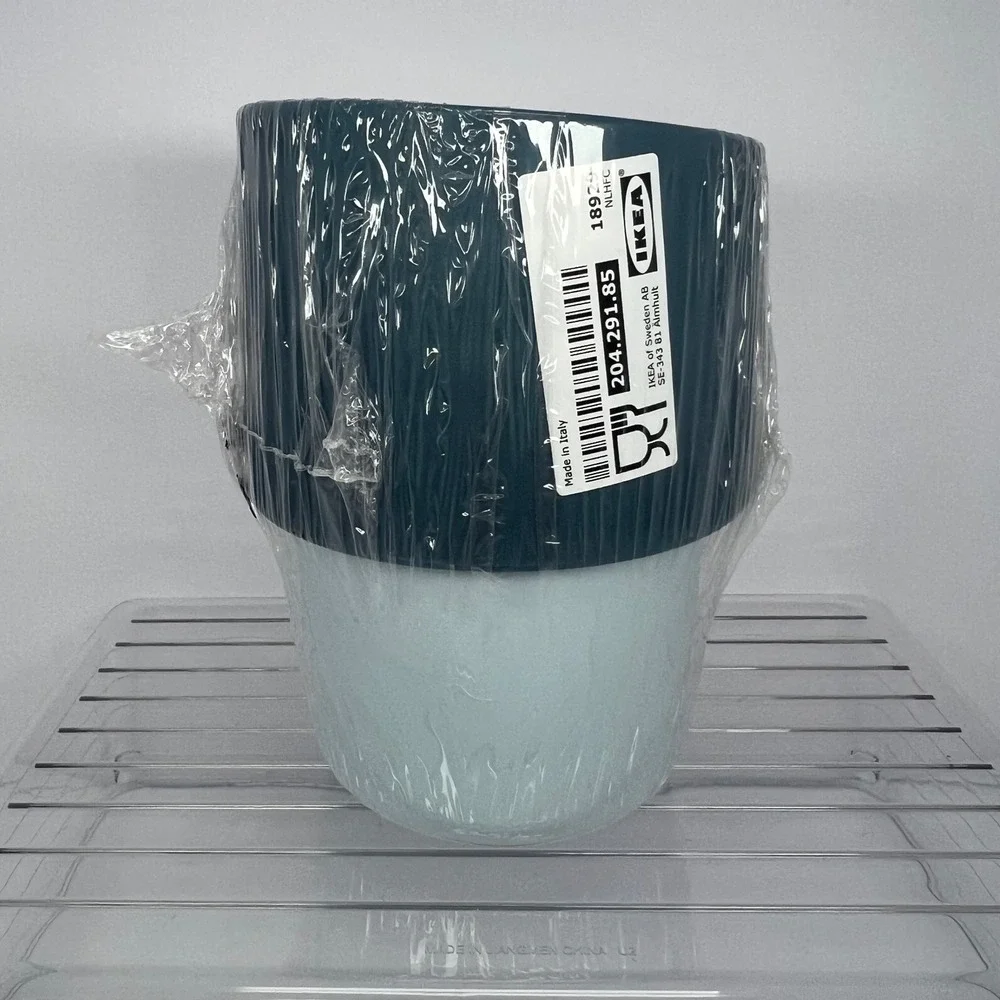 IKEA TROLIGTVIS Travel Coffee Mug Dark Green Light Blue Made in Italy 20429185